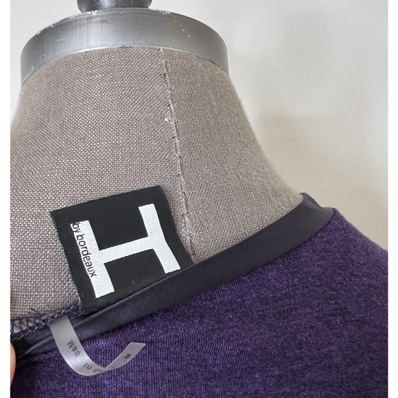 H by Bordeaux Purple Anthropologie Multi Texture Blouse Medium - Picture 6 of 7